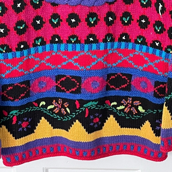 Casual Corner Limited Edition Vintage Hand Knit Allover Embroidered Sweater M - Picture 7 of 12